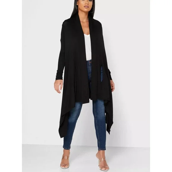 Ted Baker London Fiyyona Open Cardigan Womens size0/2 US Maroon Asymmetrical Hem - Picture 14 of 14